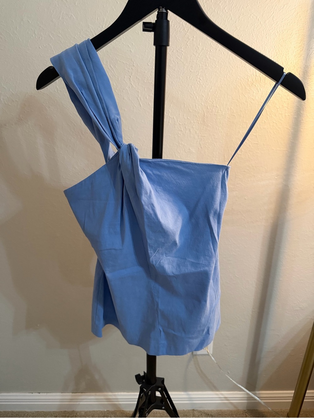 ZARA One-Shoulder Blue Tie-Detail Women's Top
